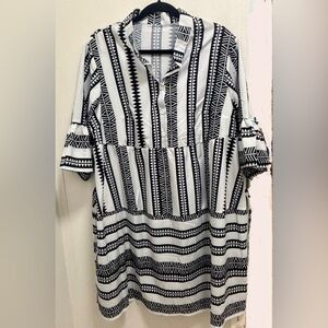 Bloomchic Black and White Striped Bandana Dress